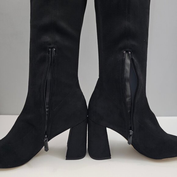 NEW Sam Edelman Cosette Over The Knee Boot Womens 10.5 Black Faux Suede Heeled - Picture 4 of 14